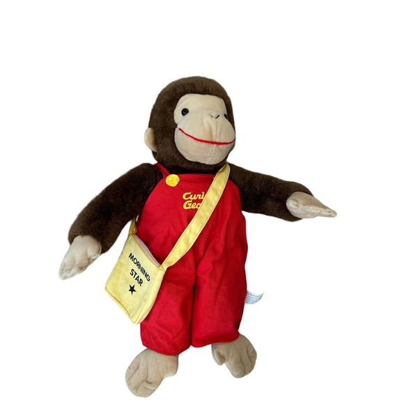 Curious George Monkey Newspaper Boy Plush Soft Toy Network‎ 21” Stuffed - Picture 1 of 7